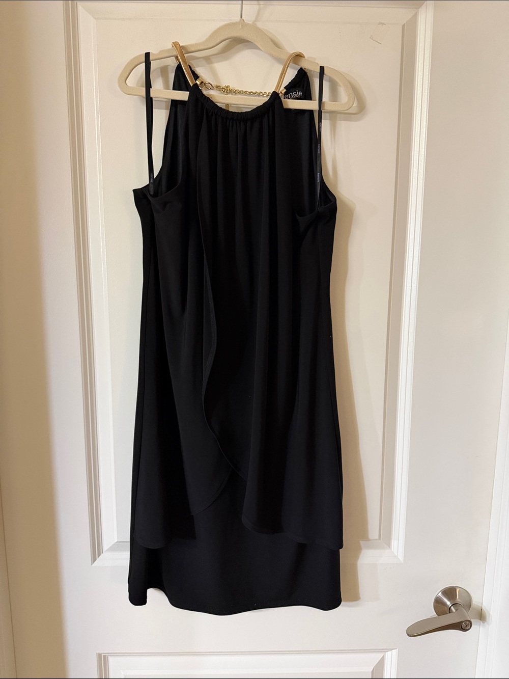 Kensie Black Layered Halter Mini with Chain Accent